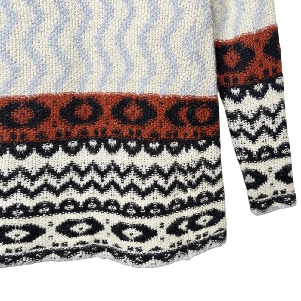 Abercrombie Alpaca Blend Southwest Hooded Cardigan Cozy Cabin Sweater Sz Small